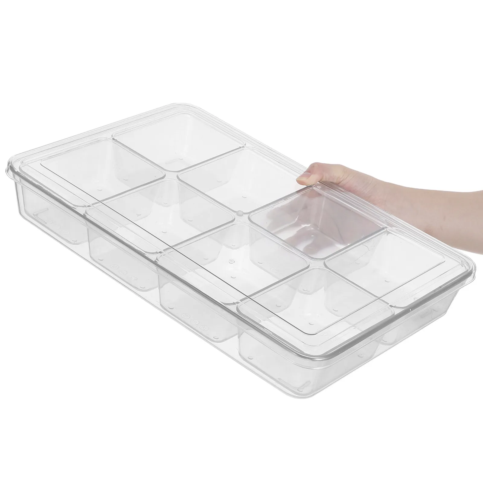 1Set 8-Grid Clear Seasoning Box Multi-Compartment Plastic Spice Storage Container with Lid Spoon for Hot Pot Bbq Salad Bar