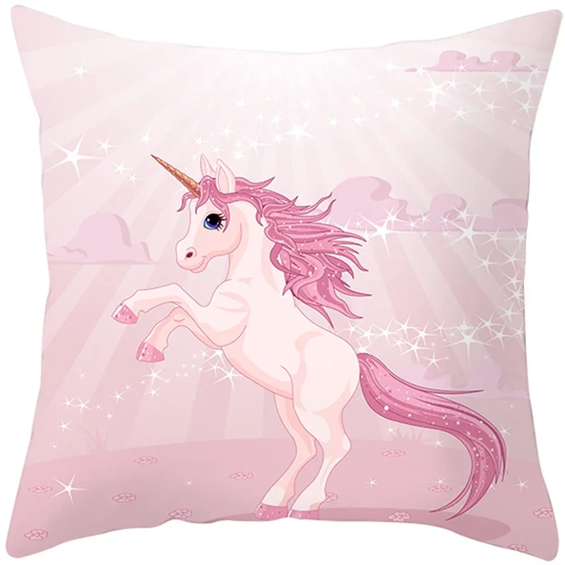 

blast household items purple unicorn pillowcase cartoon peach skin sofa cushion cover can be customized