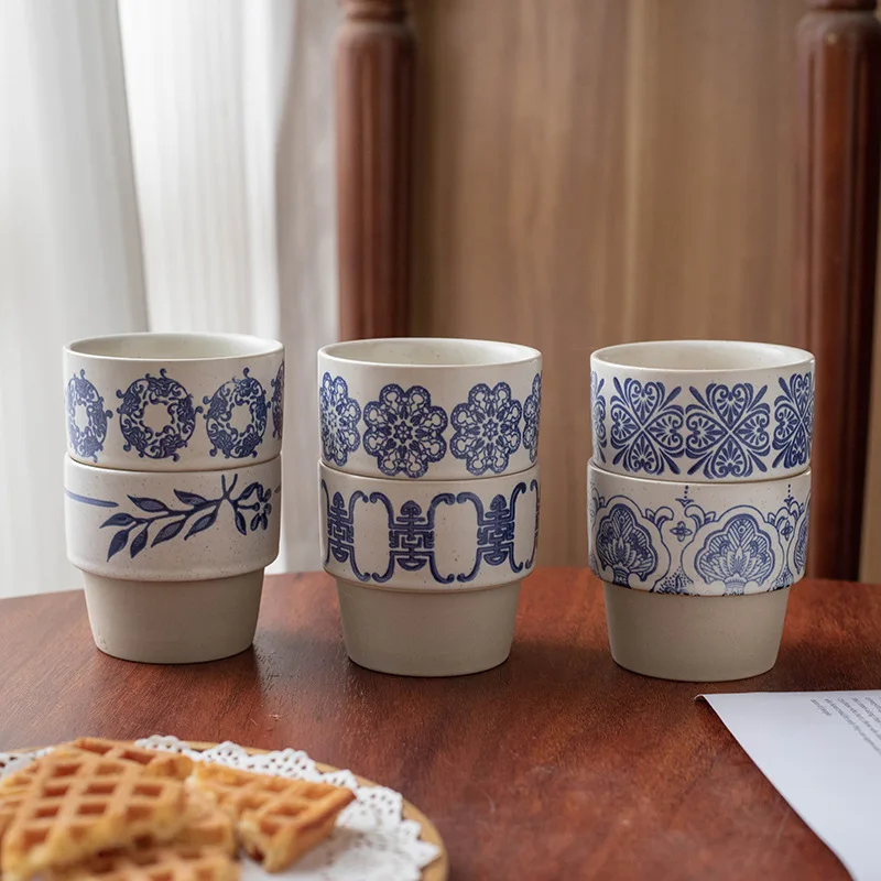 

Китайская керамическая кружка для молока в стиле ретро, штабелируемая чашка для завтрака, креативные и простые простые чашки для кофе, воды, бытовая посуда для питья