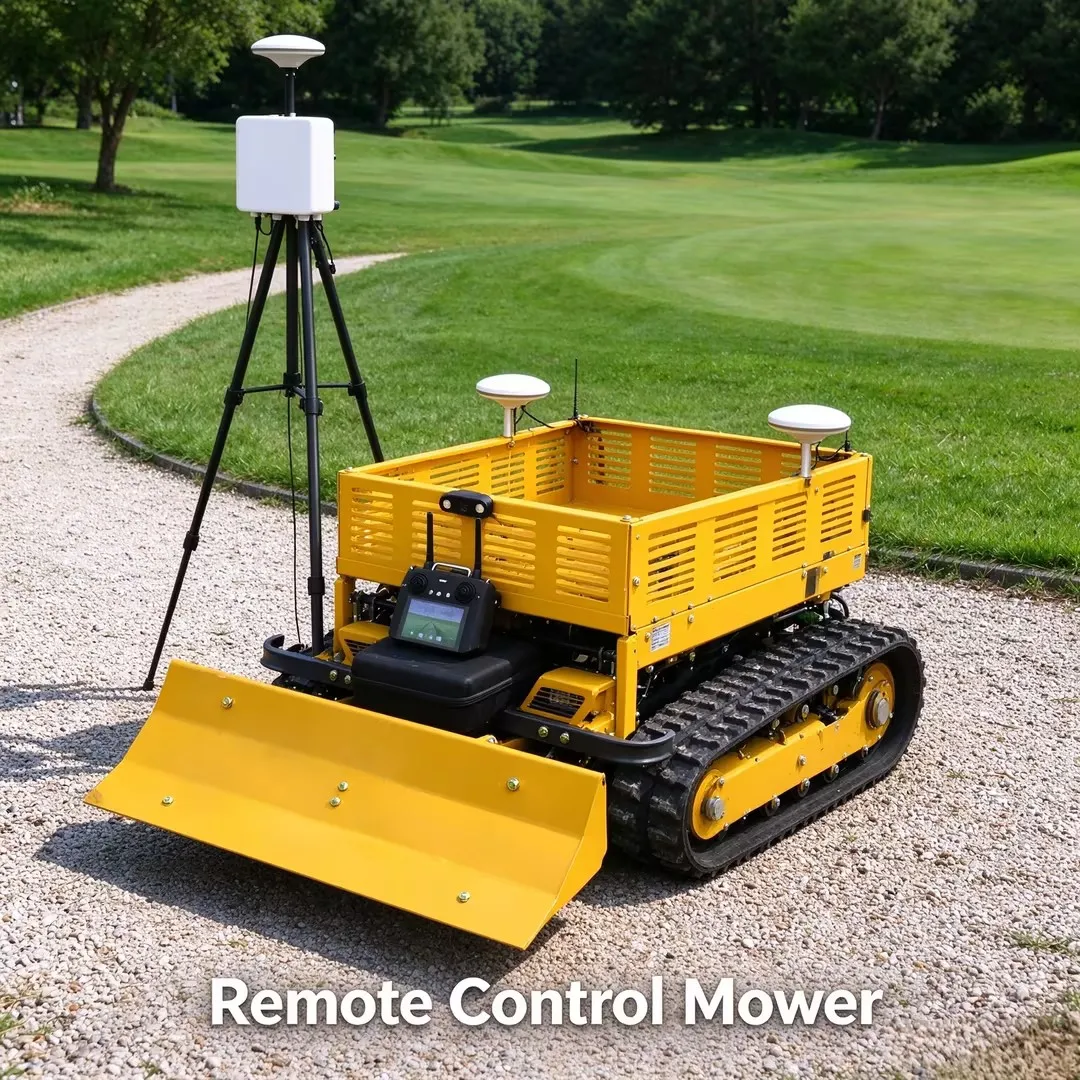 Customized Electric Remote Tracked Crawler Lawn Mower Adjustable Grass Cutting Width For Complex Slope Terrain