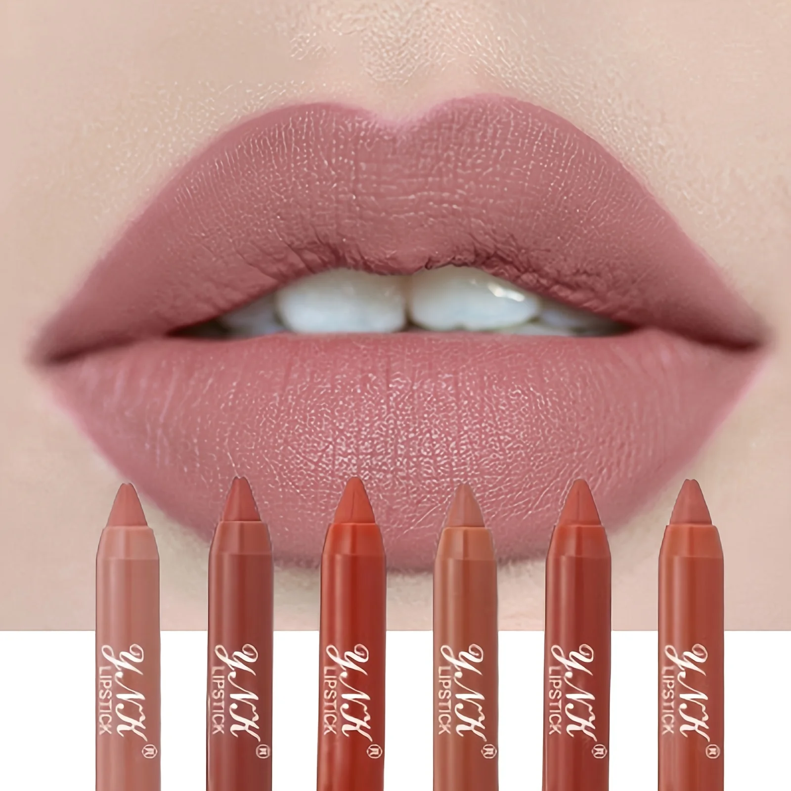 قلم أحمر شفاه دوار أوتوماتيكي غير لامع ، شفاه لا يتلاشى ، صبغة شفاه مقاومة للماء ، مستحضرات تجميل للشفاه ، أحمر مثير ، 1 بطانة