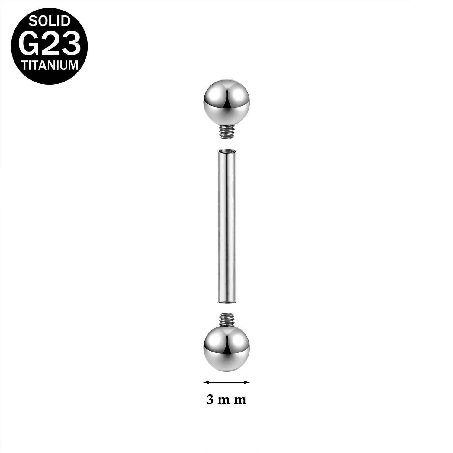 G23 Titanium Eyebrow Ring with Internal Thread for Piercing