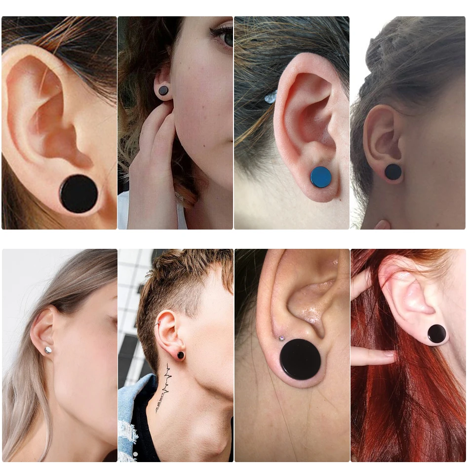 2pcs Stainless Steel Fake Ear Plug Stud Stretcher Jewelry for Women Men Ear Tunnel Earring Piercings Body Jewelry 6mm-14mm