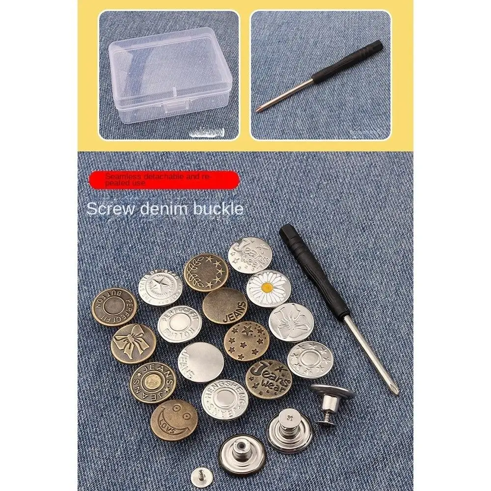 Botones de repuesto duraderos para pantalones vaqueros, alfileres ajustables de cintura extraíbles sin clavos, botón de Metal sin costura, 10 piezas