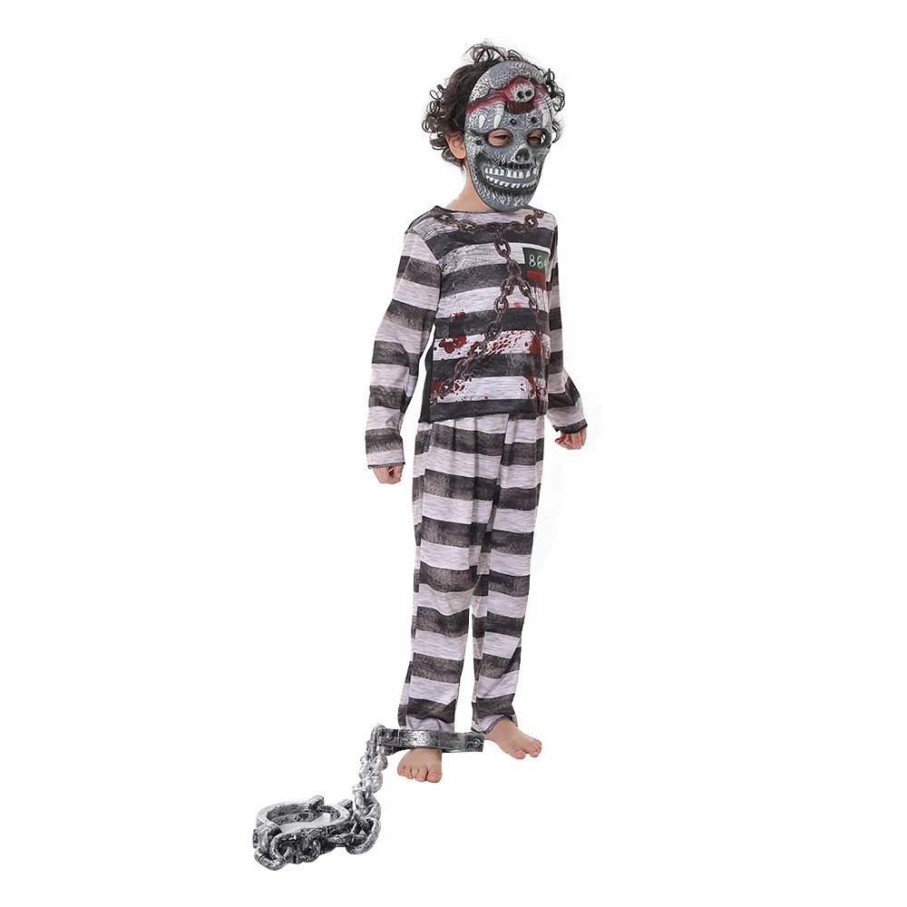 Arancione Ragazzi Halloween Criminal Costume per I Bambini Dei Capretti Prigioniero Tute E Tute da Palestra Uniforme Cosplay di Carnevale di Purim Gioco di Ruolo Vestito da Partito