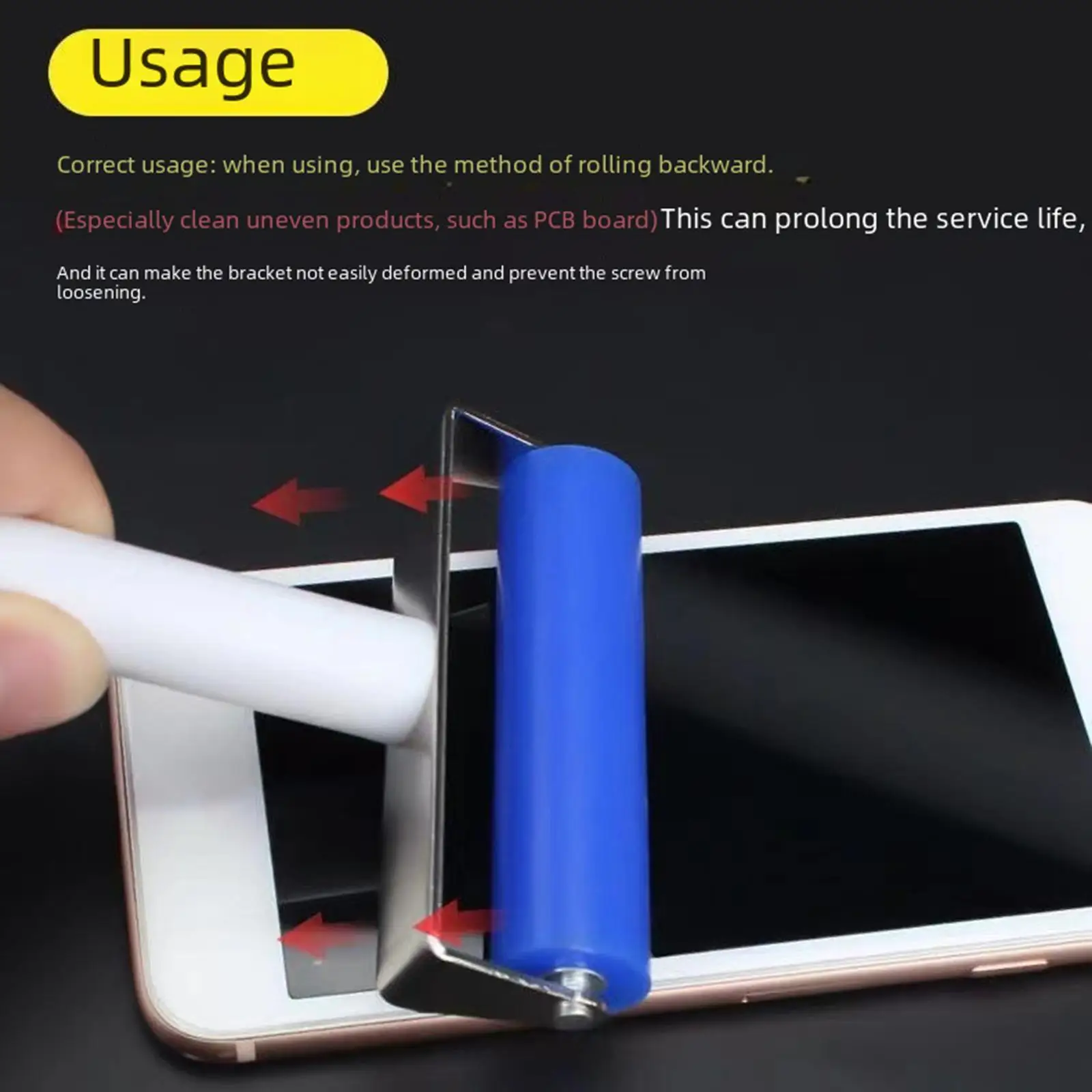 Rol Penghilang Debu Ponsel Manual Tahan Karat Pembersih Layar Anti-gesekan Profesional Rol Pelindung Layar Rol Lengket