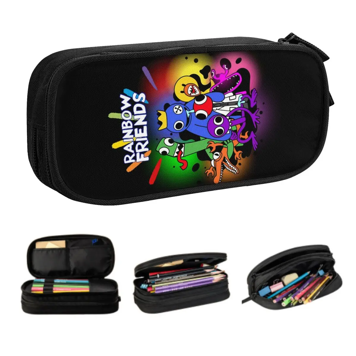 Trousse à crayons arc-en-ciel personnalisée pour garçons et filles, sac à crayons mignon HDPIT Out, jeu vidéo de grande capacité, papeterie pour étudiants