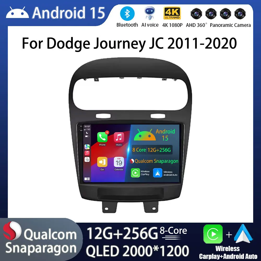 Android 15 Radio del coche para Dodge Journey JC 2011 - 2020 reproductor estéreo Multimedia NAVI DSP GPS unidad principal inalámbrica Carplay Auto WIFI