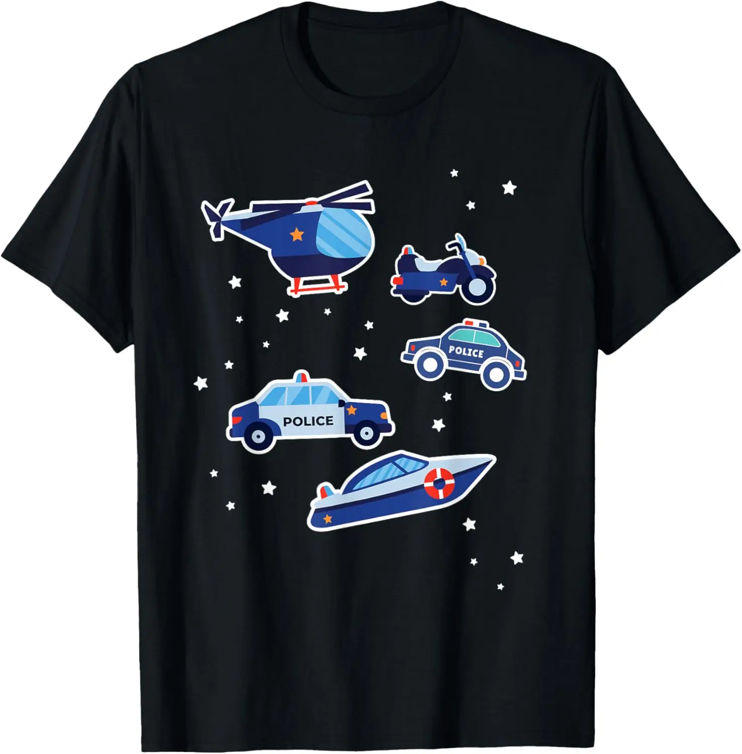 Police Cars Police Vehicles Kids Boys Toddler Cop Car Girls T-Shirt