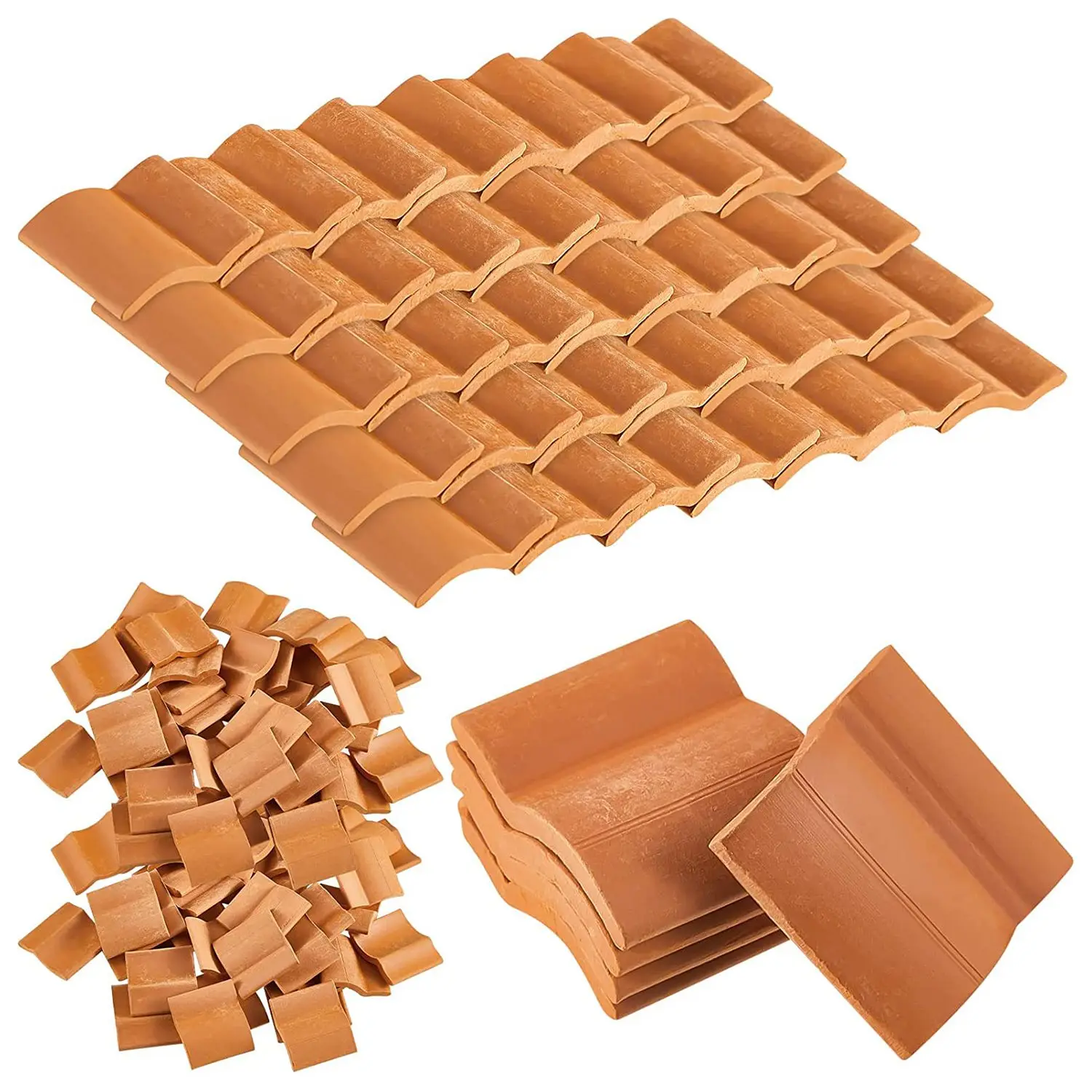 【STOCK】200Pcs Roof Tiles Building Set Miniature Tiles Mini Dollhouse Shingles Fake Tile Landscape Kitchen Garden Accessories