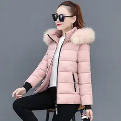 Mode Winterjas Vrouwen Warme Jas Korte Dames Jas Plus Size 3xl Dames Parka Winterjas Vrouwen Bontkraag Capuchon Bovenkleding