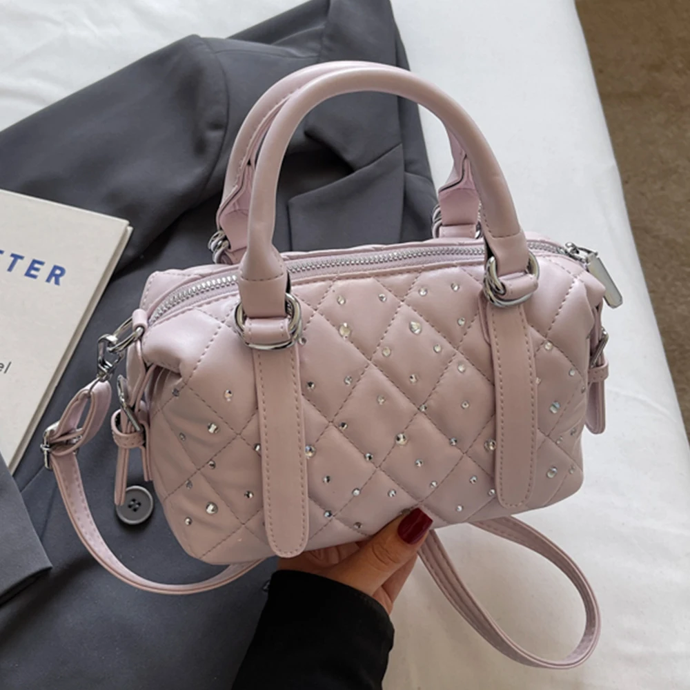 

2026 New Women's Rhinestone Bag, Light Luxury Crossbody Bag Elegant Daily Small Square Bag,Small High Quality Top Handle Handbag