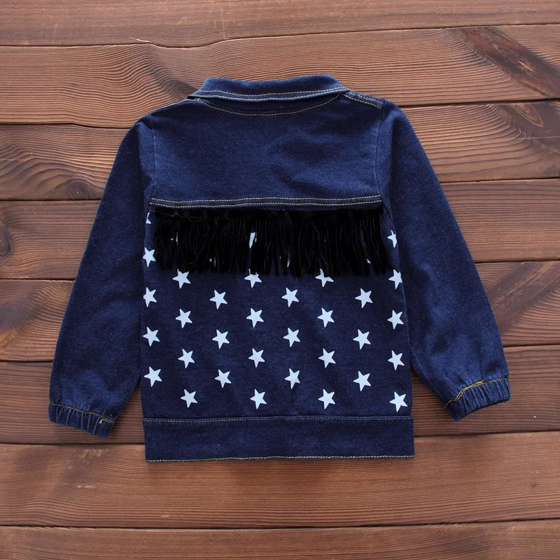 Conjunto de ropa vaquera con estampado de estrellas para niños pequeños, abrigo vaquero, camisa y pantalones, traje informal para niños de 1 a 4