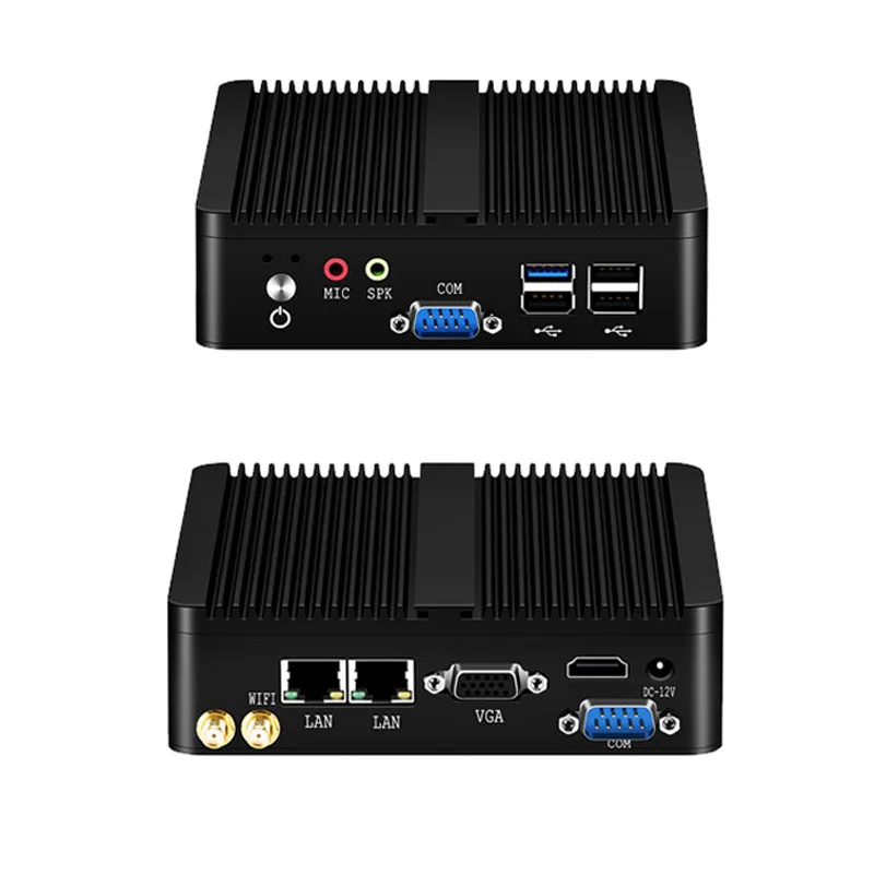 BEBEPC Fanless Mini PC Intel Celeron J6412 J1900 N2830 Dual LAN Windows 10 4 Core Industrial Mini Desktop Computer COM WiFi HTPC