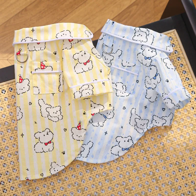 Camiseta para Perro, Ropa de Primavera y Otoño para Mascotas, Chaleco con Diseño de Cachorro de Dibujos Animados, Ropa Suave para Dormir en Casa para Yorkshire