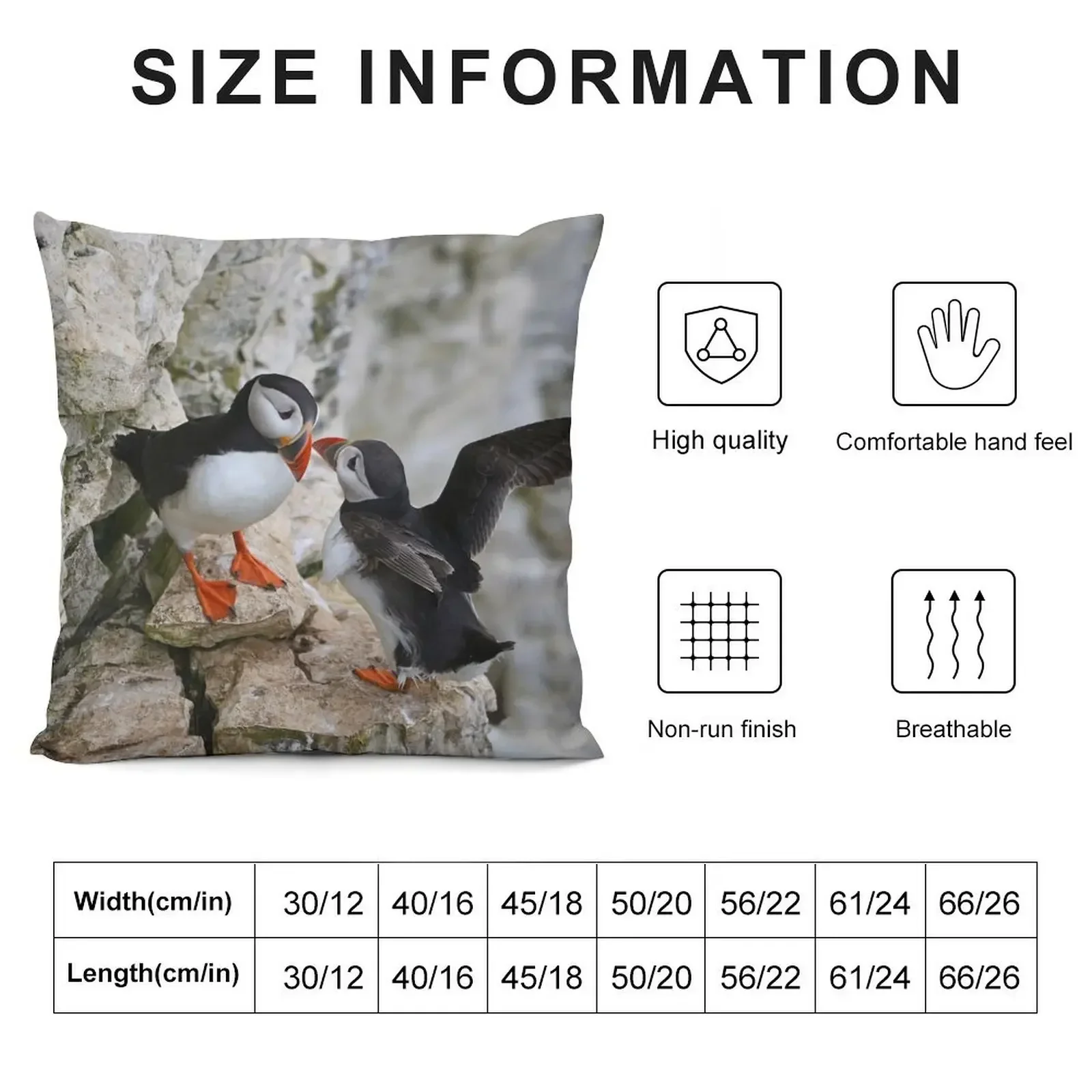 Puffin pair on cliffside Throw Pillow Cushion Cover Set Pillow Cover Cushion Cover Luxury christmas supplies pillow