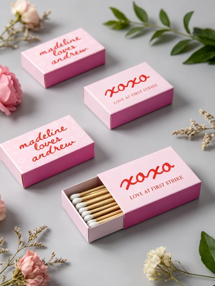 Whimsical Hugs & Kisses Matchbox Label Template, Custom Printable Wedding Matchbox Favors, DIY Match Box