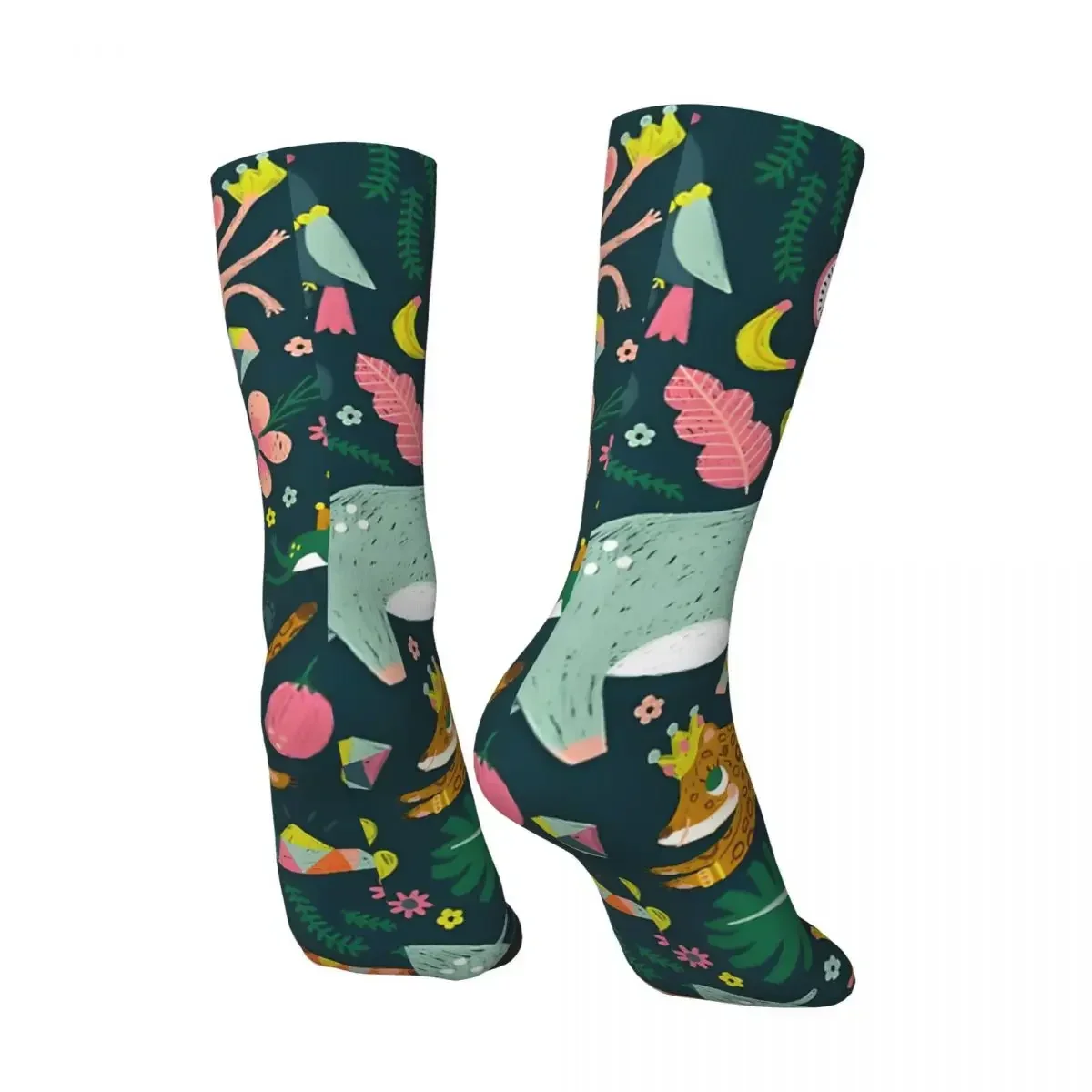 Jungle Buddies Cute Pattern Men's Socks Vintage Harajuku Street Style Novelty Casual Crew Sock