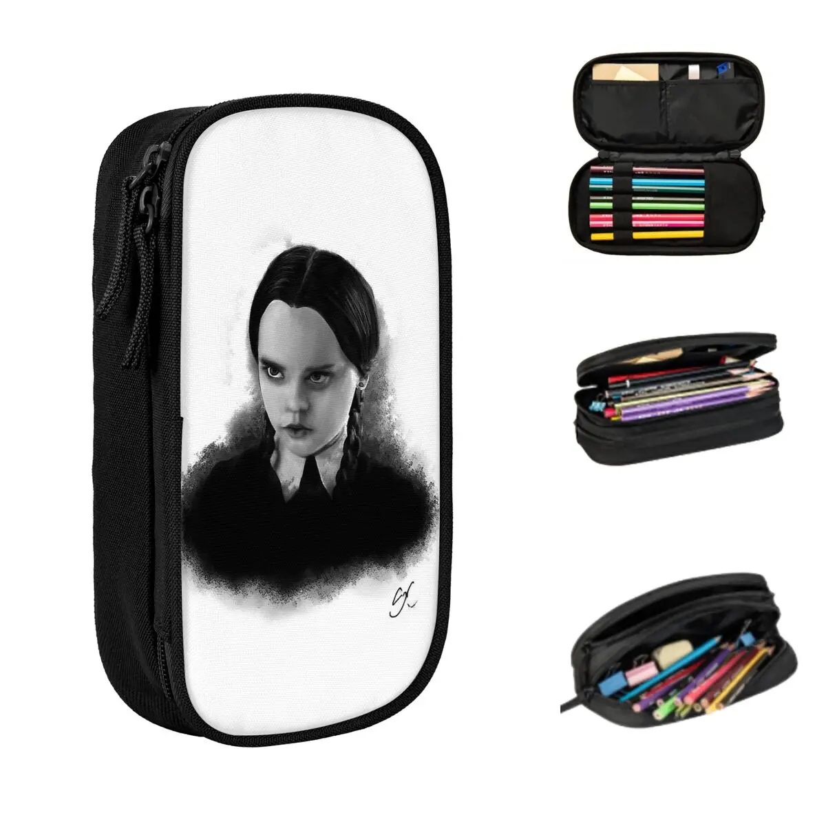 friday addams estojo grande para meninos e meninas bolsa de armazenamento caneta caixa de caneta para a escola e o escritorio 01