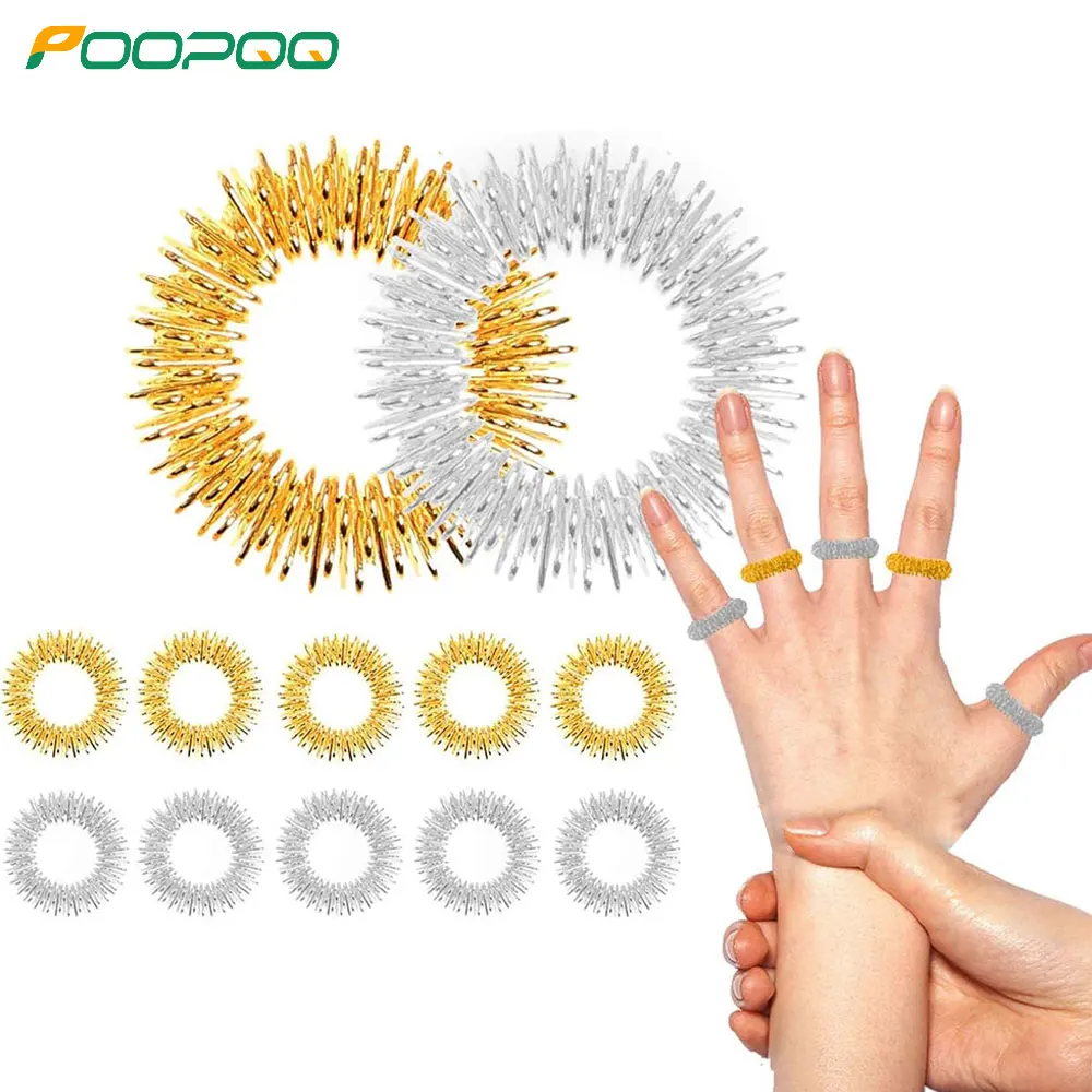 Spiky Sensory Anéis e Pulseiras Massageadores Set, Acupressão, Dedo e Mão, Massagem de Pulso, Alívio da Dor, 1 Pc, 5 Pcs, 10Pcs