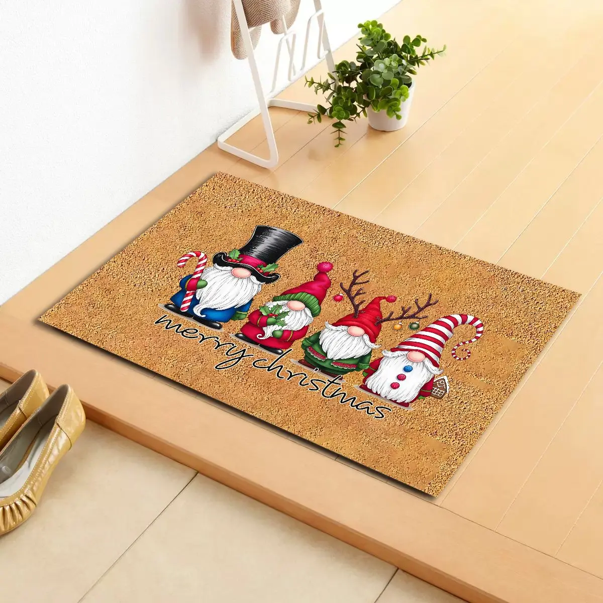 

VIKAMA Cute Cartoon Santa Claus Carpet Bathroom Toilet Mat Durable and Easy to Clean Entrance Door Mat Interior Decoration