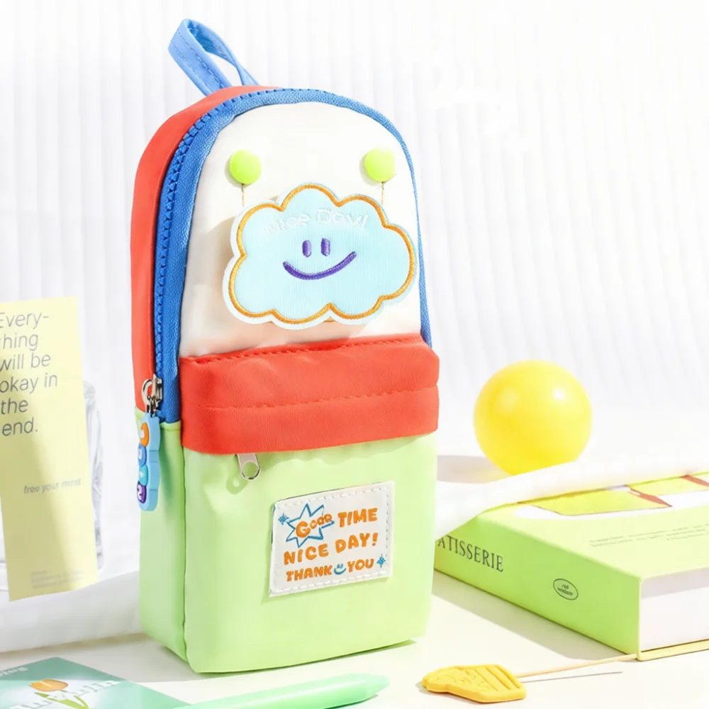 Simple Cloud Pencil Case Large Capacity Stationery Holder Aesthetic School Supplies Organizer Zipper Cosmetic Pouch