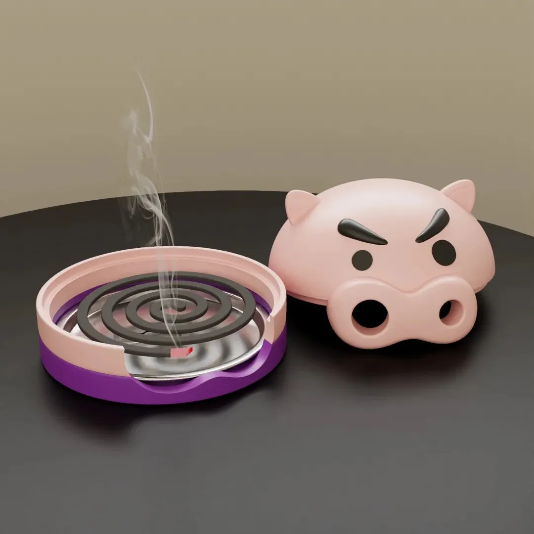 

Chubby Gatekeeper Mosquito Coil Holder - Summer Indoor Incense Tray With Lid Cute Cartoon Decor