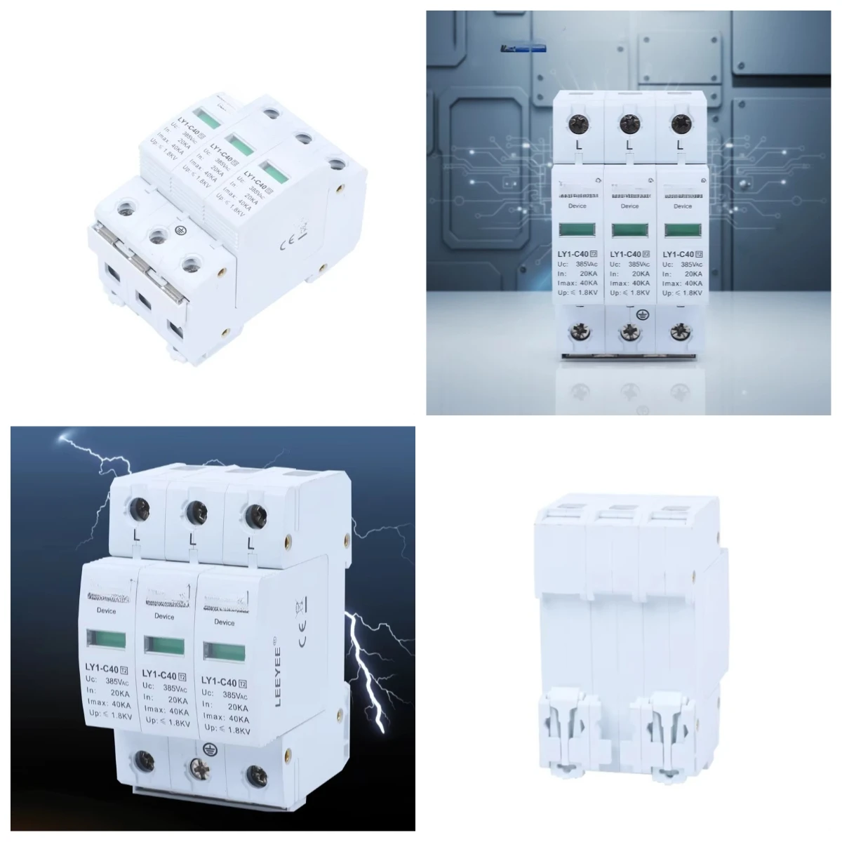 3P 40kA 385V AC Type 2 3 Phase Surge Protection Device Low Voltage Lightning Protector