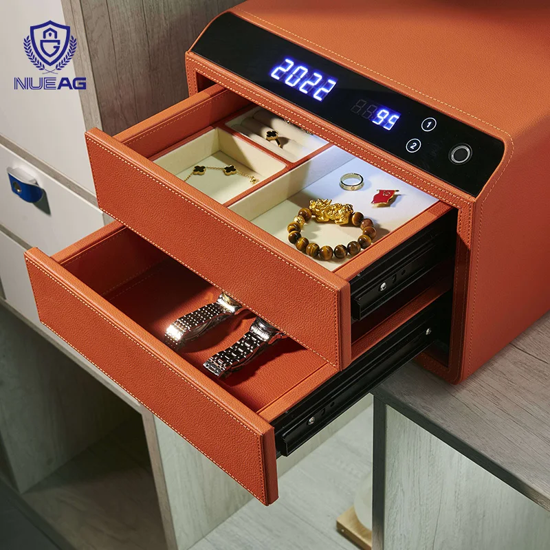 الراقية الفاخرة كلمة المرور بصمة الهاتف المحمول مجوهرات صندوق تخزين المفصلي الأقراط المنظم