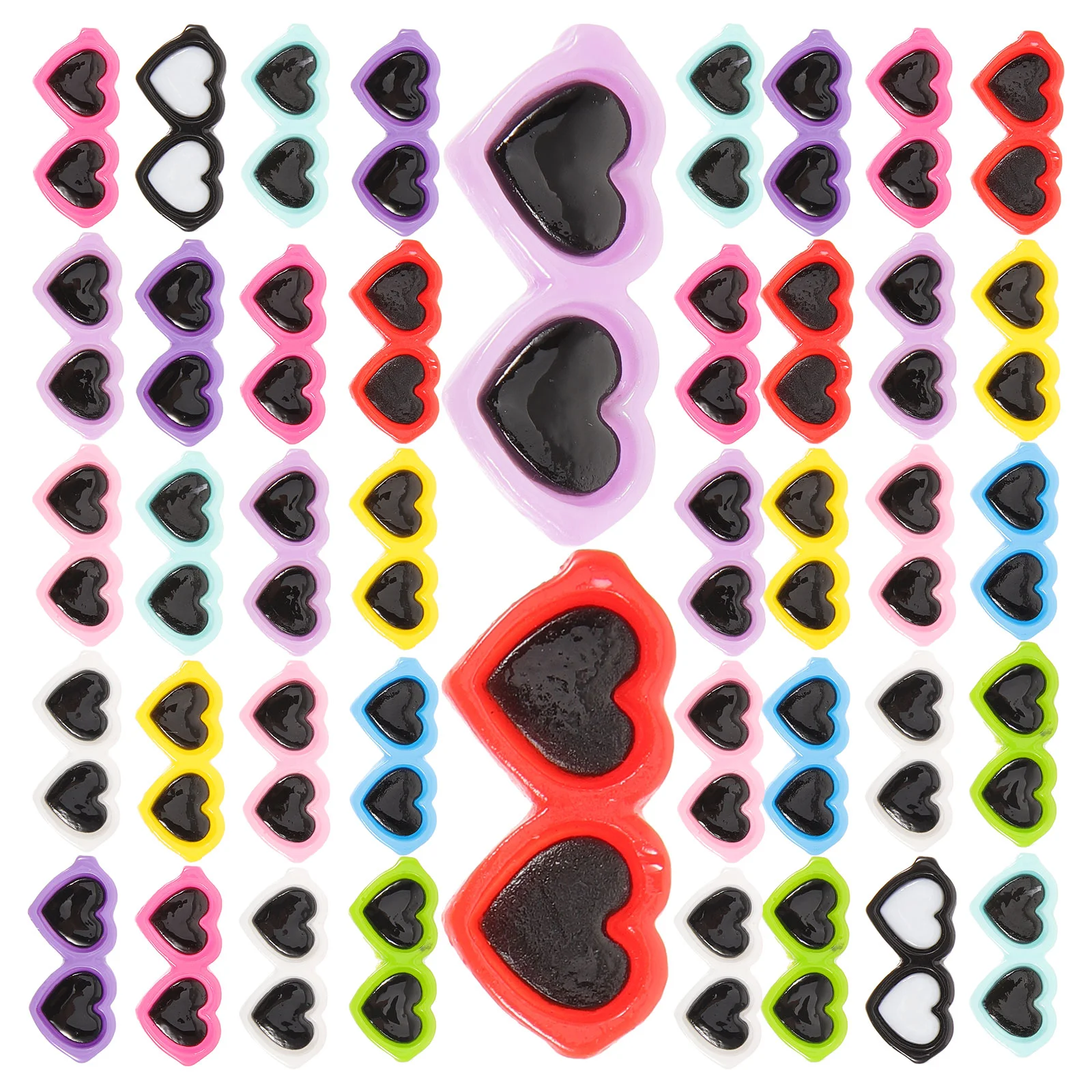 

Resin Mini Sunglass Beads Charms DIY Adornment Phone Case Decor Sunglasses for Crafts Hairband Heart Shaped