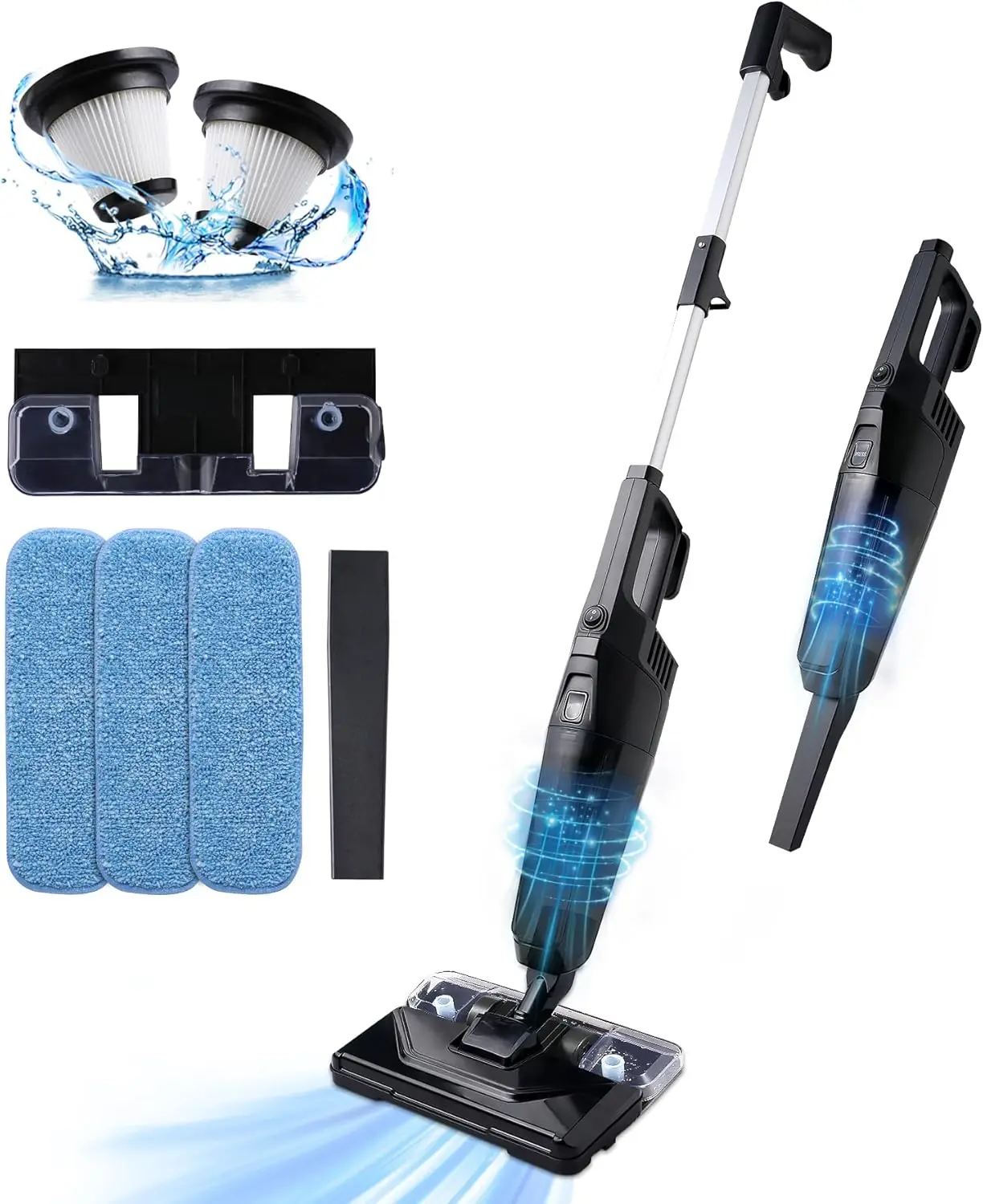 

Electric Stick Vacuum with 3 Mop Pads, 600W 18kPa Strong Suction, Corded Upright Cleaner for Tile, Hardwood & Marble Floors