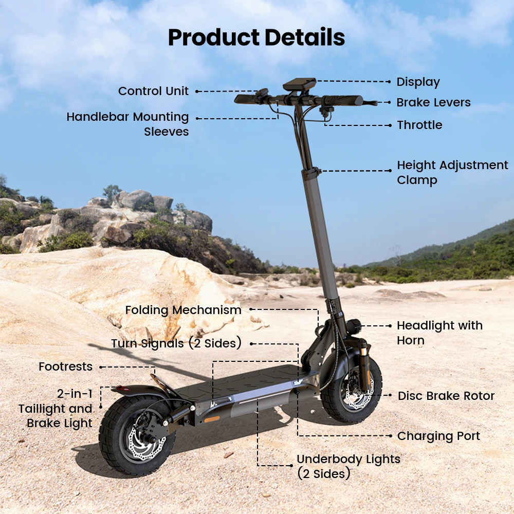 IScooter W9 Elektroroller 1000W Motor 48V14AH Hochleistungs-Lithium-Batterie Unterstützt APP E-Scooter Vordere und Hintere Scheibenbremsen Stadtfahrten Höchstgeschwindigkeit 45KM/H Maximale Reichweite 45KM 10-Zoll-Luftreifen für jedes Gelände Brandneu Original – Detail 16