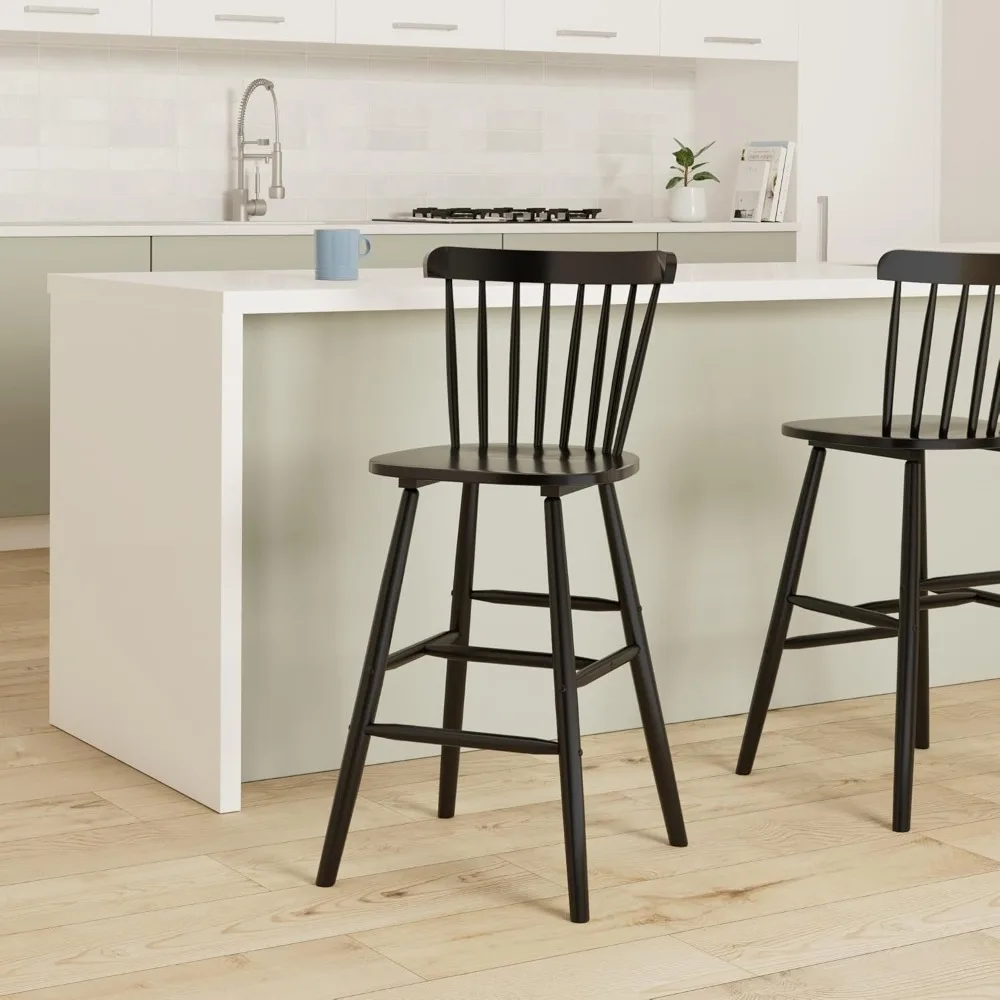 Home Collection Galena Spindle Back Black Bar 30-Zoll-Hocker (2er-Set)