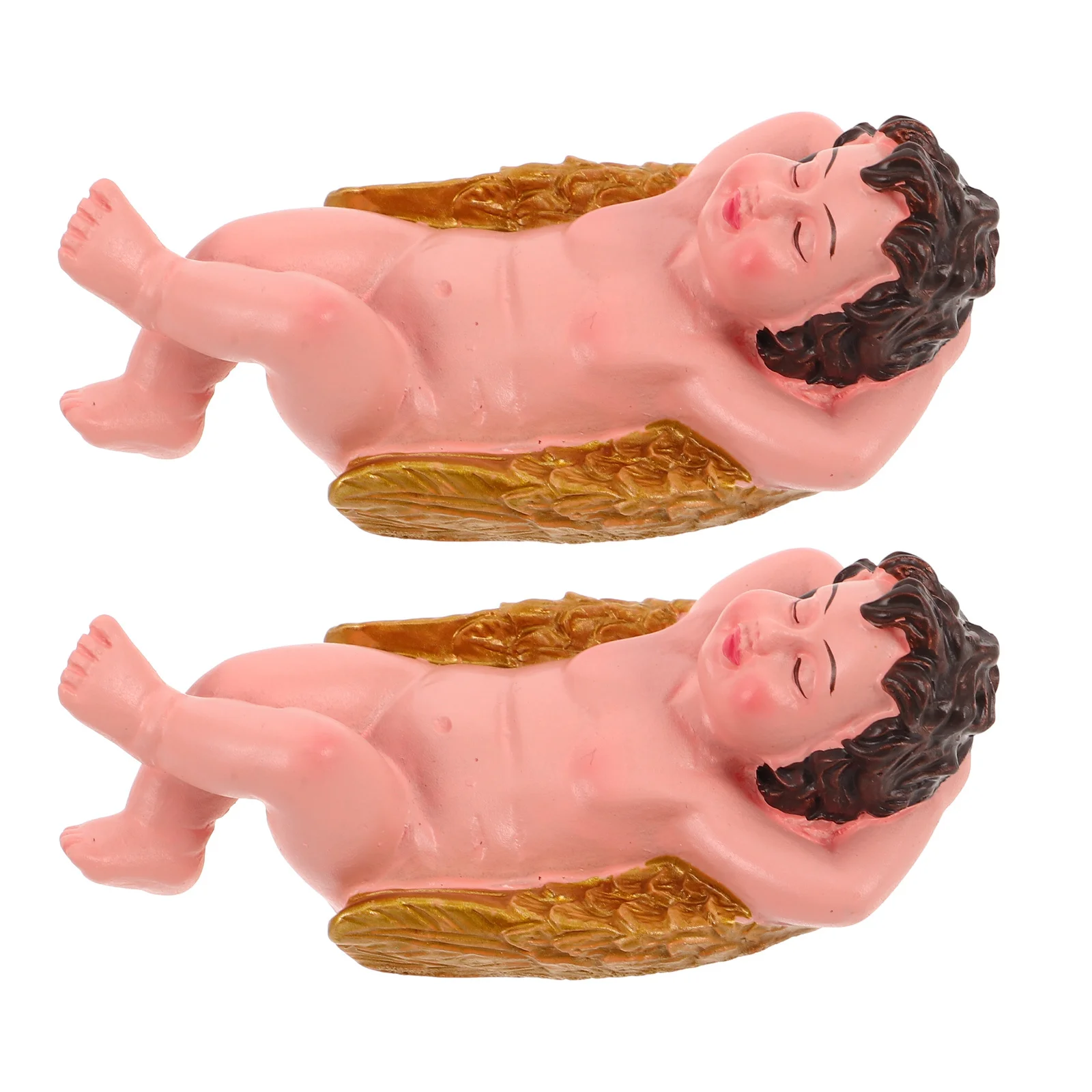 2 szt. Figurka Kupidyna z żywicy, mini rzeźba ogrodowa, dekoracja zewnętrzna na dziedziniec, ścieżkę, element wodny, romantyczny projekt krajobrazu