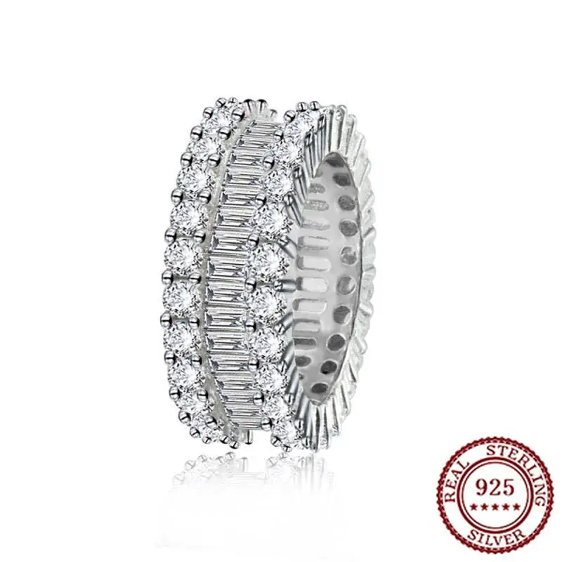 

2025 New Trend 925 Sterling Silver Classic Temperament, Grand Fashion, Classic Women's Diamond Set Zircon Wheel Ring