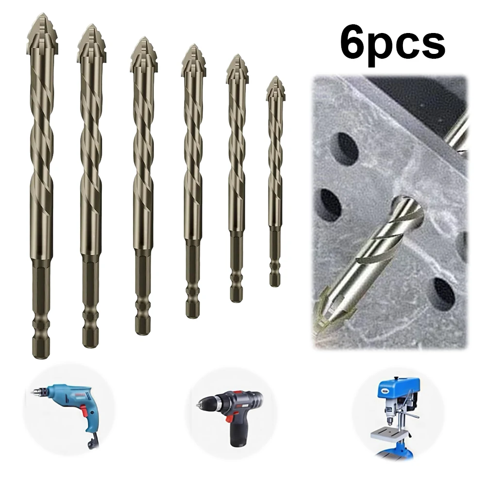 

6PCS 4-Blade Saw Tooth Eccentric Drill Bit Hard Alloy Sawtooth Drill Bit High-Strength Sawtooth Drilling Tools for Wood/Concrete