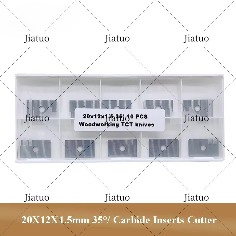 10PCS 20X12X1.5mm 35° Carbide Inserts Cutter for Woodworking Surfacing Groove Helical Planer Cutter Heads