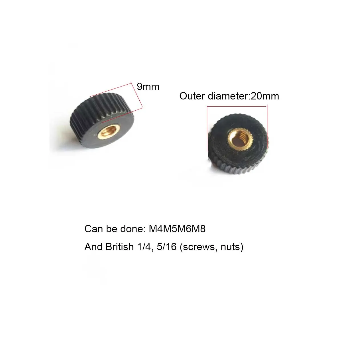 

20 # Round Headed Through-Hole Hand Twisted Handle Adjustment Knob Straight Line Rubber Head Nut M4M5M6M8