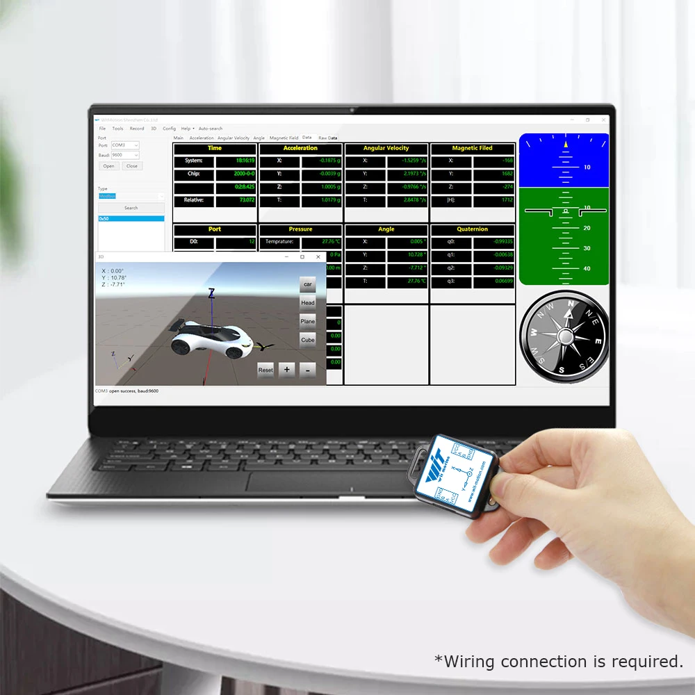 WT901C485 9-Axis AHRS Inclinometer Accelerometer+Gyro Sensor+Angle (XY 0.05° Accuracy)+Digital Compass, RS485 Modbus Protocol