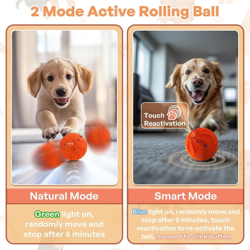Interactive Dog Toy Ball Random Rolling Bouncing Rotating ETPU Material Chew Resistant For Dogs Indoor Outdoor Christmas Gift