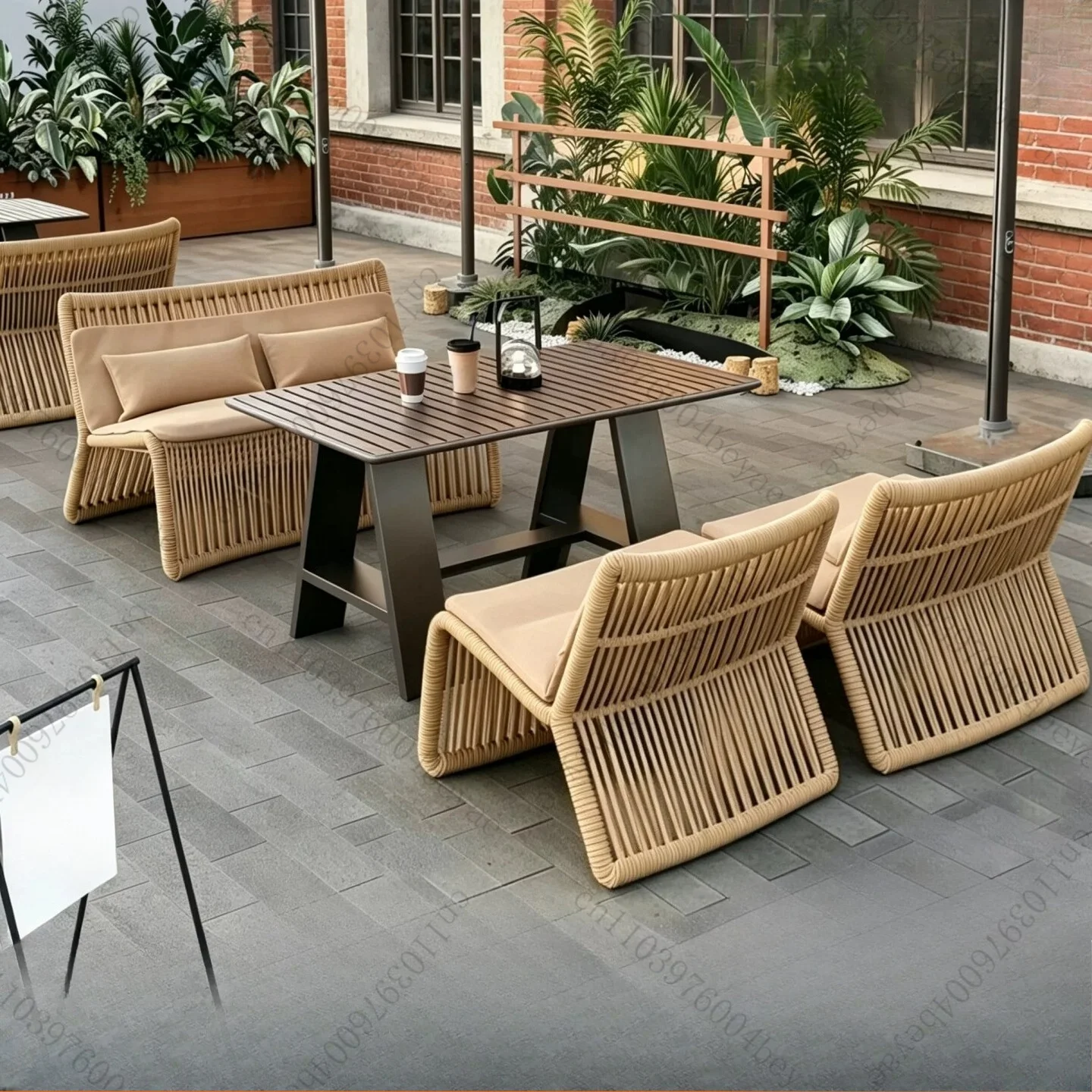 Café, outdoor sofa chairs, hotel guesthouses, terraces, outdoor courtyards, and outdoor rattan tables and chairs
