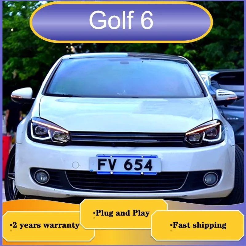 Car Accessories for VW Golf 6 Head Lamp  2009-2013 Golf MK6 Headlight Volkswagen DRL Turn Signal Low High Beam Projector Lens