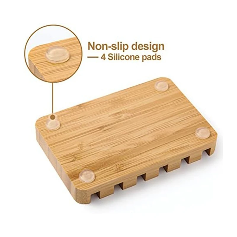 1 PCS Soap Dish Bamboo Soap Dish Holder Soap Dish For Shower,Soap Holder With Drainage-Perfect Bathroom Accessory For Soap