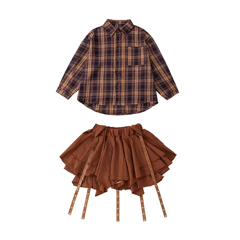 Girls Hip Hop Dance Outfit Plaid Shirt Kpop Performance Clothes Sets Kids Street Dance Suit Children Jazz Stage Costume