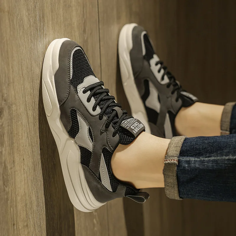 

Men's Breathable Running Shoes Summer Sport Anti-slip Casual Net Shoes Versatile Black Agan Dad Trendy Shoes Low Top round Toe