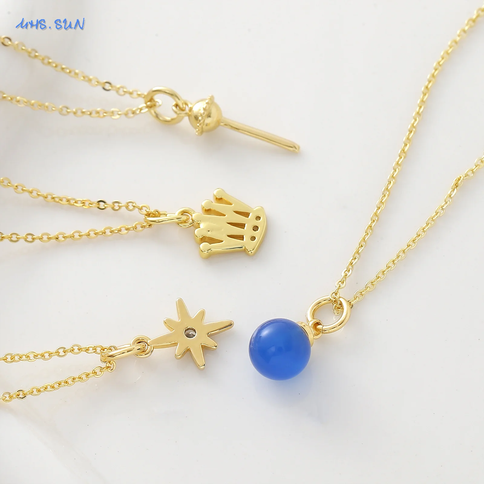 MHS.SUN تاج الموضة/السداسية ستار/مصاصة قلادة القلائد مطلية بالذهب حفلة عيد ميلاد مجوهرات هدية 1 قطعة للنساء فتاة