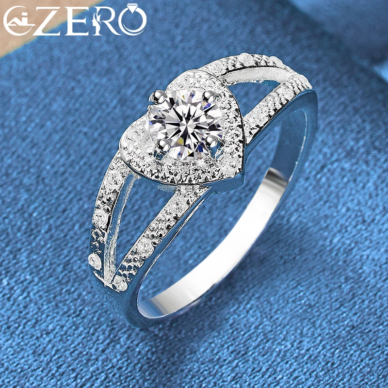 Pretty 925 Silver Color crystal romantic heart diamond Rings For Women Fashion Party Gifts luxury wedding accessories Jewelry