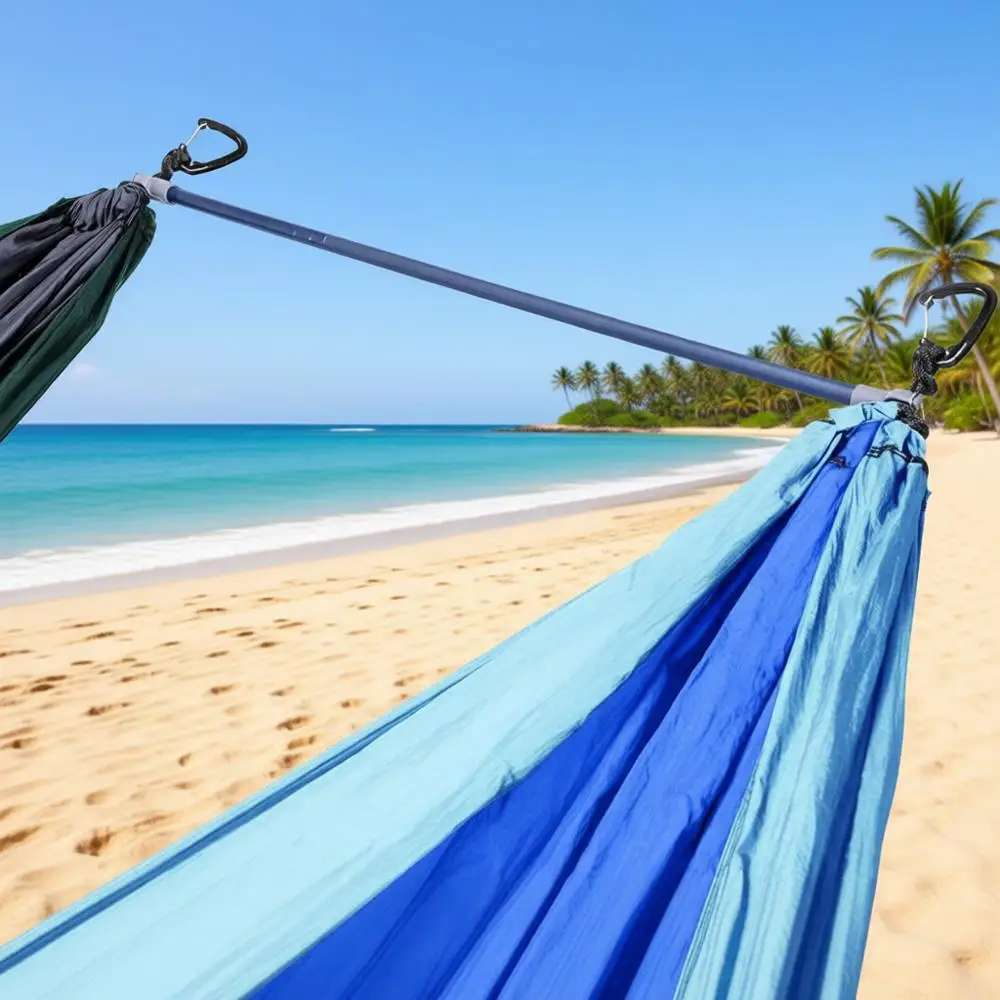 

Ultralight Double Hammock System with Spreader Bars, Durable Green Anodized Aluminum Alloy, Minimal Environmental Impact, Weighs