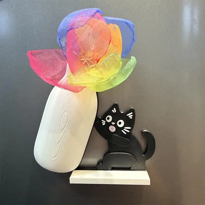 【BA】Mini Vase Cat Pushing Feeding-bottle Decor Fridge Magnet Cat Whisker Collector Ornaments Cat Hair Memorial Box Home Decor