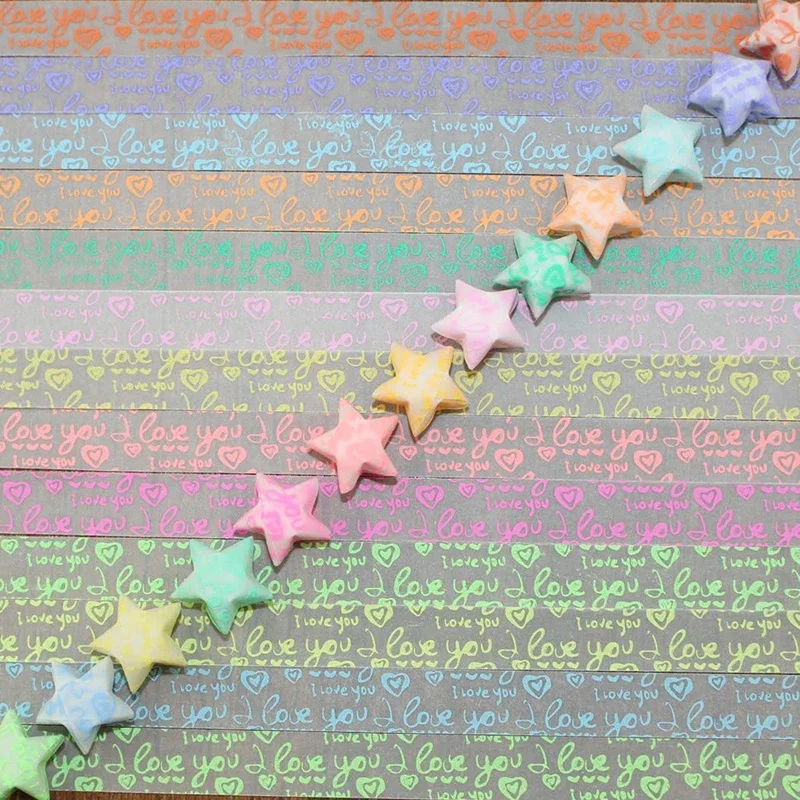 210 arkuszy Luminous Origami Stars paski papieru szczęśliwy kolor ozdobiony gwiazdą papier pakowy DIY ręcznie rzemiosła rzemiosła dostaw sztuki